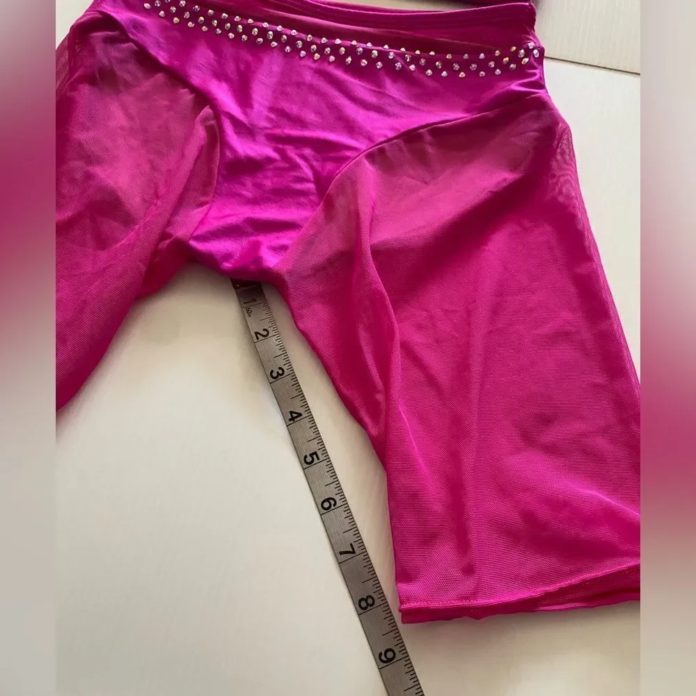 AA dance design costume solo custom hot pink Malfi Blossom 2 piece illusion SA